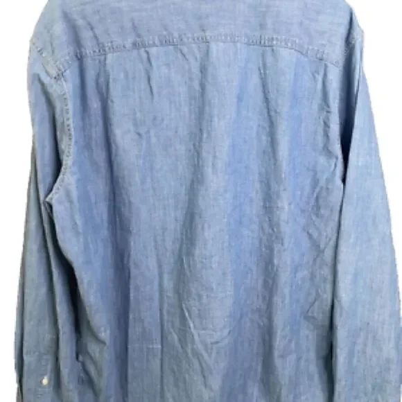 Sonoma Unisex Chambray Denim Button Down Shirt Size Small Layering Western - Picture 6 of 7